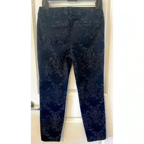 Old Navy The Diva Denim Trouser Flocked Print Ankle Mid Rise Dark Stretch Size 6 - Picture 5 of 8